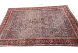 Antique Fereghan Malayer palace carpet, rare green field, allover pomegranate design, red border, 13x20.