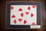 Geometric science diagram art print with cranberry red shapes, black mat, Magnetic Structure label.