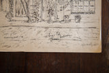 Detail of the street scene drawing's lower right, dated September 9, 1962, on toned paper.