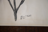 Marie C. Feldi's signature and July 1989 date on the vintage ink drawing's cream paper.
