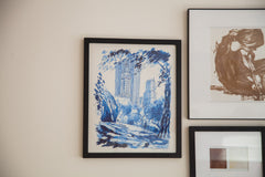 Blue Minimalistic Central Park NYC Lithograph 3 // ONH Item 1413