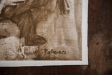 Artist Frank Palmieri's signature on the textured, single-color vintage lithograph.