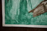 Palmieri signature on the multi-tone ocean green vintage lithograph corner.