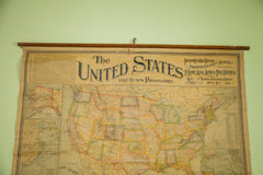 United States with Cuba Possession Antique Wall Map // ONH Item 1433 Image 1