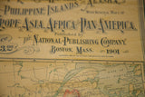 Detail of 1901 antique wall map showing National Publishing Company and Gulf of St. Lawrence.