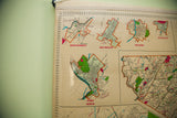Mid-century Orange County NY map section with towns in bright blue, pink, green tones.