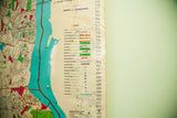 Light green area and vertical numerical listing on the right edge of the vintage map.