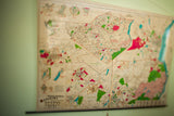 Mid-century Orange County NY map, lower-right showing Hamptonburg, Chester, vibrant pink, green, blue.