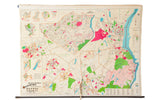 Mid-century Hearne Brothers Orange County NY map, bright blue, pink, green, 68x48 inches.