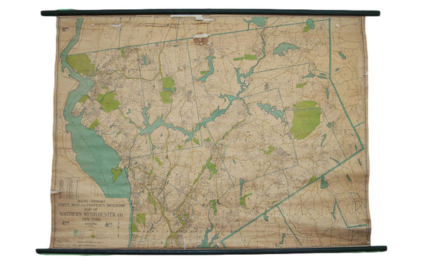 Vintage 1930s Northern Westchester Property Owner Wall Map // ONH Item 1438