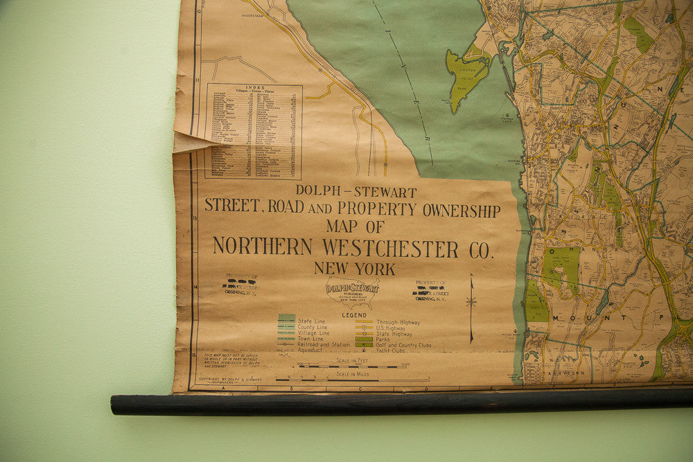 Vintage 1930s Northern Westchester Property Owner Wall Map // ONH Item 1438 Image 1