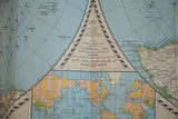 Vintage world map legend showing projection details and international boundaries as of 1939.
