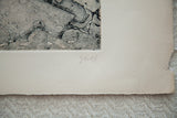 Vintage Zavel Silber etching, bottom margin with pencil signature and textured paper edge.