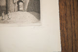 Pencil signature of M. Lledias on a vintage engraving of Toledo dated 1961.
