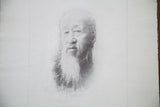 Soft focus portrait detail of a wise elderly man in a Peretti Griva bromoil transfer.
