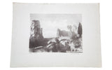 D.R. Peretti Griva vintage bromoil transfer of a Roman scene with an arched bridge and ruins.
