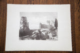 Vintage D.R. Peretti Griva bromoil transfer showing the full print of a Roman landscape.