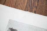 Close-up of the textured paper and torn edge of the vintage bromoil transfer.