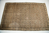 Antique Hamadan rug, blanched charcoal Herati pattern with light blue, ivory border, 4'2
