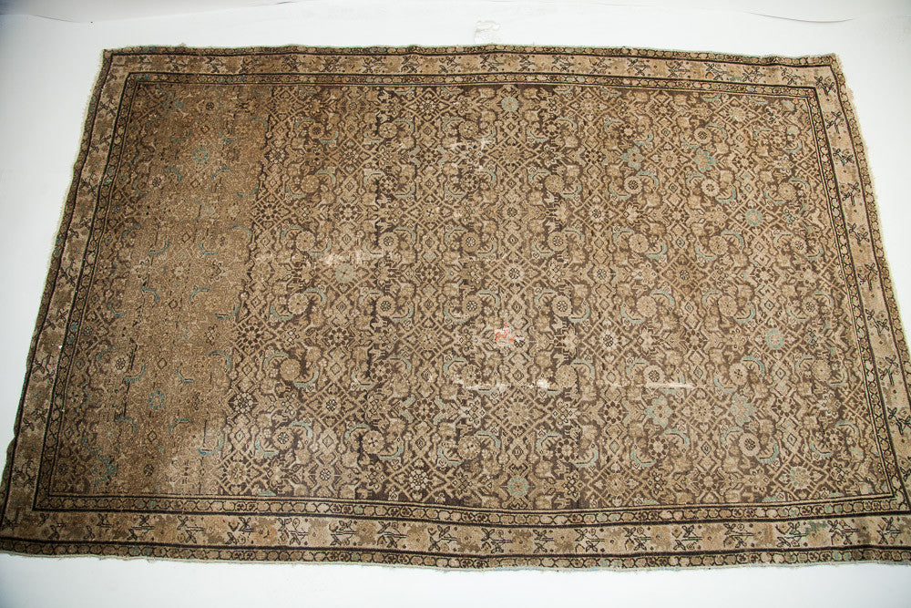 4x7 Blanched Charcoal Antique Hamadan Design Rug // ONH Item 1473