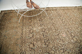 Intricate blanched charcoal Hamadan rug field, showcasing allover Herati pattern with subtle bird motifs and patina.