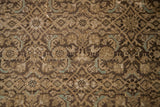 Blanched charcoal antique Hamadan rug detail, showing Herati pattern with small birds.