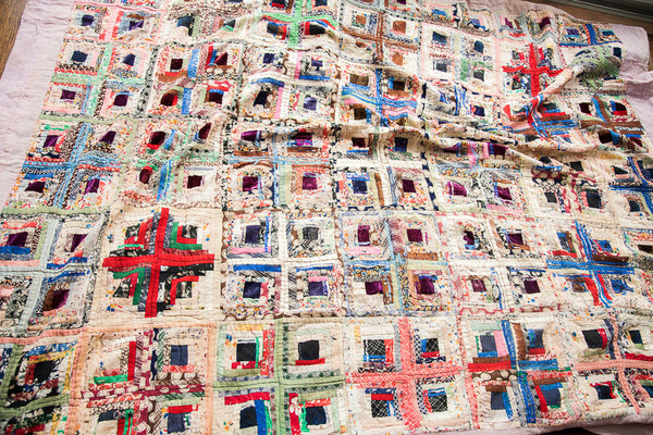 Vintage Colorful Cross Quilt // ONH Item 1486