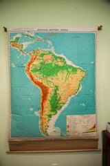 Vintage South America Pull Down Map // ONH Item 1488 Image 12