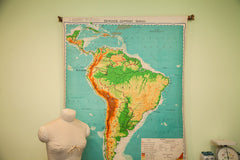 Vintage South America Pull Down Map // ONH Item 1488