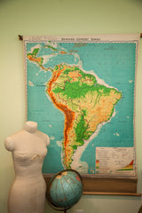 Vintage South America Pull Down Map // ONH Item 1488 Image 2