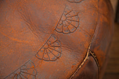 Antique Leather Pouf Ottoman // ONH Item 1489 Image 4