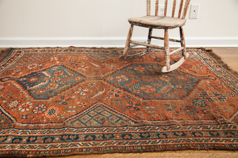 4x5 Antique Tribal Persian Shiraz Rug // ONH Item 1496 Image 1