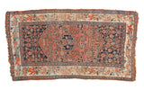 Antique Bijar rug combining a terracotta Herati field with an ivory European floral border, 3'8