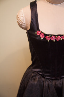 Vintage Betsey Johnson Little Black Dress with Flowers // Size S - M // Goth Feminine Punk // ONH Item 1509 Image 1