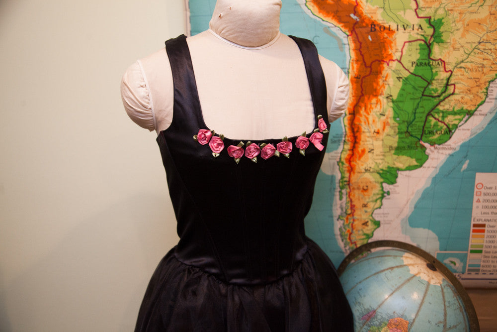 slim fit dress slacks Vintage Betsey Johnson Little Black Dress with Flowers // Size S