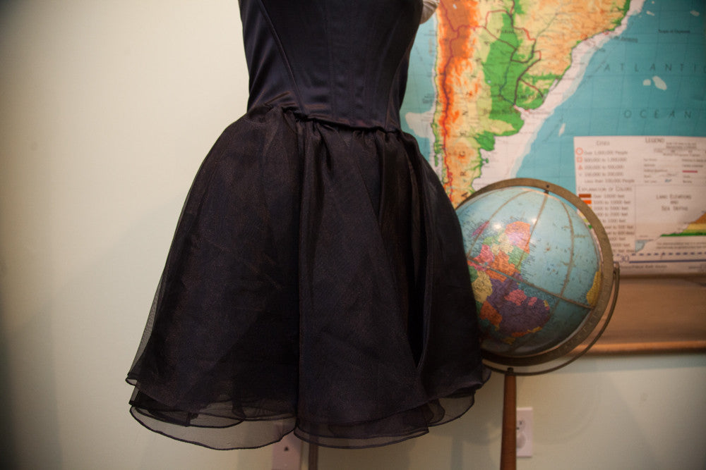 Vintage Betsey Johnson Little Black Dress with Flowers // Size S