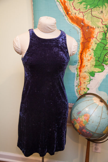 Vintage Betsey Johnson Velvet Dress with Cats // Size S - M - 6 // ONH Item 1510