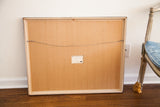 Back of Yohanan Simon lithograph frame, showing gallery information and hanging wire.