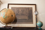 Vintage framed Darby and Joan etching by Boucher showing a couple at dinner.