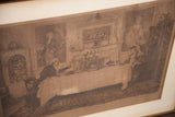 Darby and Joan etching close-up of Joan seated at table, showing time-softened tones.