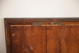Original wood panel backing and construction on the reverse of the antique etching's frame.