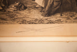 A close-up of the artist's signature, W. Dendy Sadler, on the antique etching.