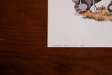 Bottom right corner of Vintage 70s Baseball Boy lithograph with copyright details.