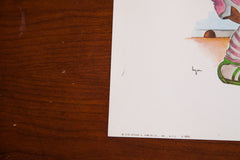 Vintage 70s Basketball Girl Kid Art Lithograph // ONH Item 1539 Image 2