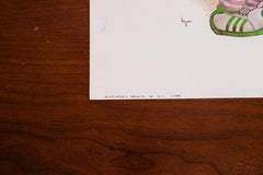 Vintage 70s Basketball Girl Kid Art Lithograph // ONH Item 1539 Image 3