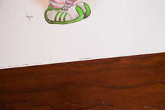 Vintage 70s Basketball Girl Kid Art Lithograph // ONH Item 1539 Image 4