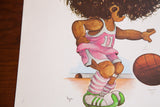 Signature of artist 'Lynn' on the corner of the vintage 70s art print.