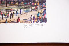 Vintage NYC Lithograph Art Painting Washington Square Art show in NYC