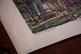 Corner of vintage Washington Square lithograph, with 