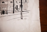 Irving Nurick '36 signature and 'Place Dauphine Paris' title on vintage etching.